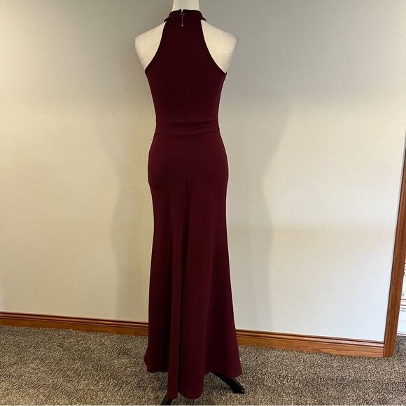 WOOSEA halter High Neck Split Bodycon Mermaid Evening Cocktail Long Dress - Picture 6 of 15